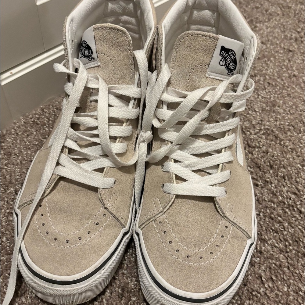 Vans Beige and White High-Top Sneakers